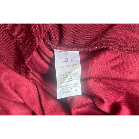 Lulus Dash of Charm Burgundy Short Sleeve Twisted Front Midi Dress Size Medium - Picture 7 of 10